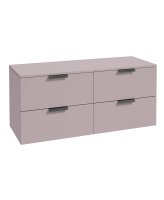 STOCKHOLM 120CM WALL HUNG FOUR DRAWER CASHMERE PINK MATT COUNTERTOP VANITY UNIT - MATT BLACK HANDLE