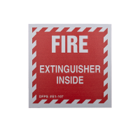 Fire Extinguisher Inside, 4"W x 4"H, Vinyl