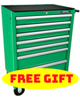 7 Drawer Mobile Tool Trolley - Green