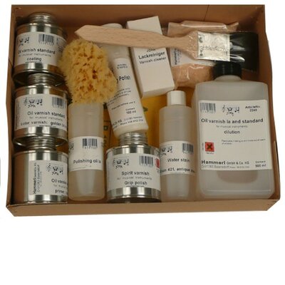 Varnishing set for oil varnish