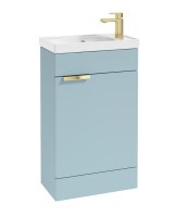 STOCKHOLM 50CM FLOOR STANDING CLOAKROOM MORNING SKY BLUE MATT VANITY UNIT - BRUSHED GOLD HANDLES