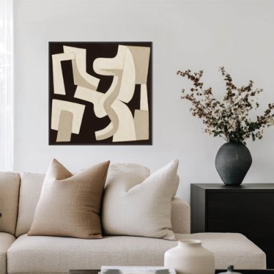 Latte And Linen Framed Canvas Art