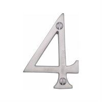 C1560-4-SN - Heritage Brass Numeral 4 Face Fix 76mm (3") Satin Nickel Finish