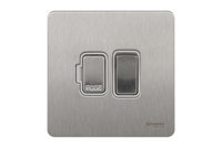 Schneider Ultimate Screwless Switched Fuse Spur Switch Stainless Steel white|LV0701.0942
