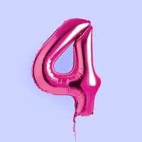 Hot Pink Number '4' Foil 34" Balloon