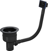 Top Fix Kitchen Strainer Waste with Overflow 90mm G1 1/2" Matt Black