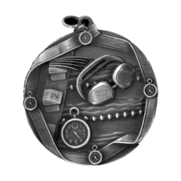 60mm Swimming Medallion (Antique Silver)