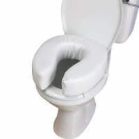 The Padded Raised Toilet Seat secures with hook and loop straps on underside.