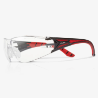 Riley Stream Safety Specs, Clear lens Red/Black Frame