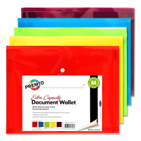 Premto A4 Extra Capacity Document Wallets, 12/Pack