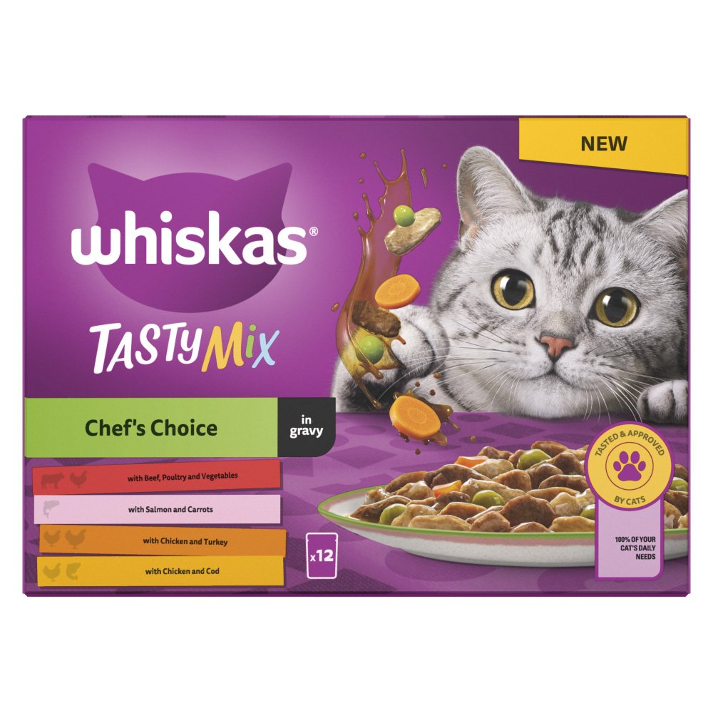 Whiskas Pouch 1+ Cat Tasty Mix Chefs Choice in Gravy 4x12x85g