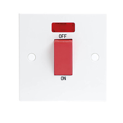 45A 1 Gang Double Pole Switch with Neon White
