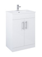 Belmont Gloss White 60cm Floor Standing 2 Door Vanity Unit