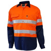 Techni Vision Hi Vis Day/Night Long Sleeve Vented Lightweight Cotton Shirt 160gsm