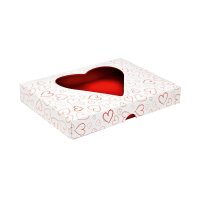 11 choc heart lid with red base and vac tray - 25pcs