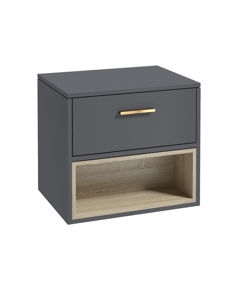 MALMO 60CM COUNTERTOP BASIN MIDNIGHT GREY - BRUSHED GOLD HANDLE