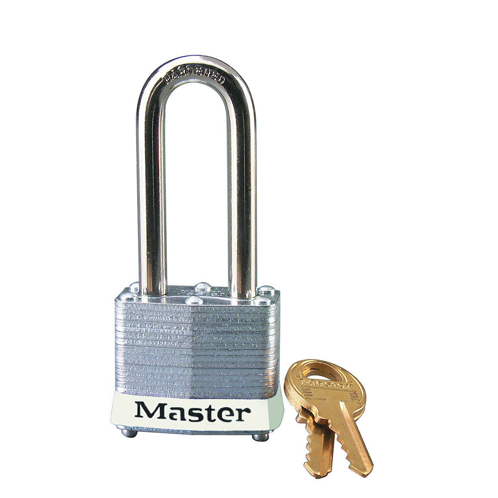 Master Lock White laminated steel safety padlock, 40mm wide with 51mm tall shackle