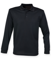 HENBURY MEN'S LONG SLEEVE COOLPLUS POLO SHIRT