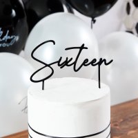 Black 'Sixteen' Acrylic Cake Topper