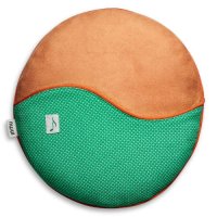 The Inmudance Sound Cushion is circular with an orange and green cover.