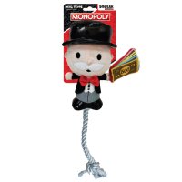 Hasbro Dog Toys Mr. Moneybags Squeak and Crinkle Plush with Rope Tug 8in 1x2