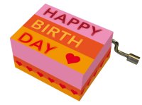 Music box, Happy Birthday,stripes with heart.
