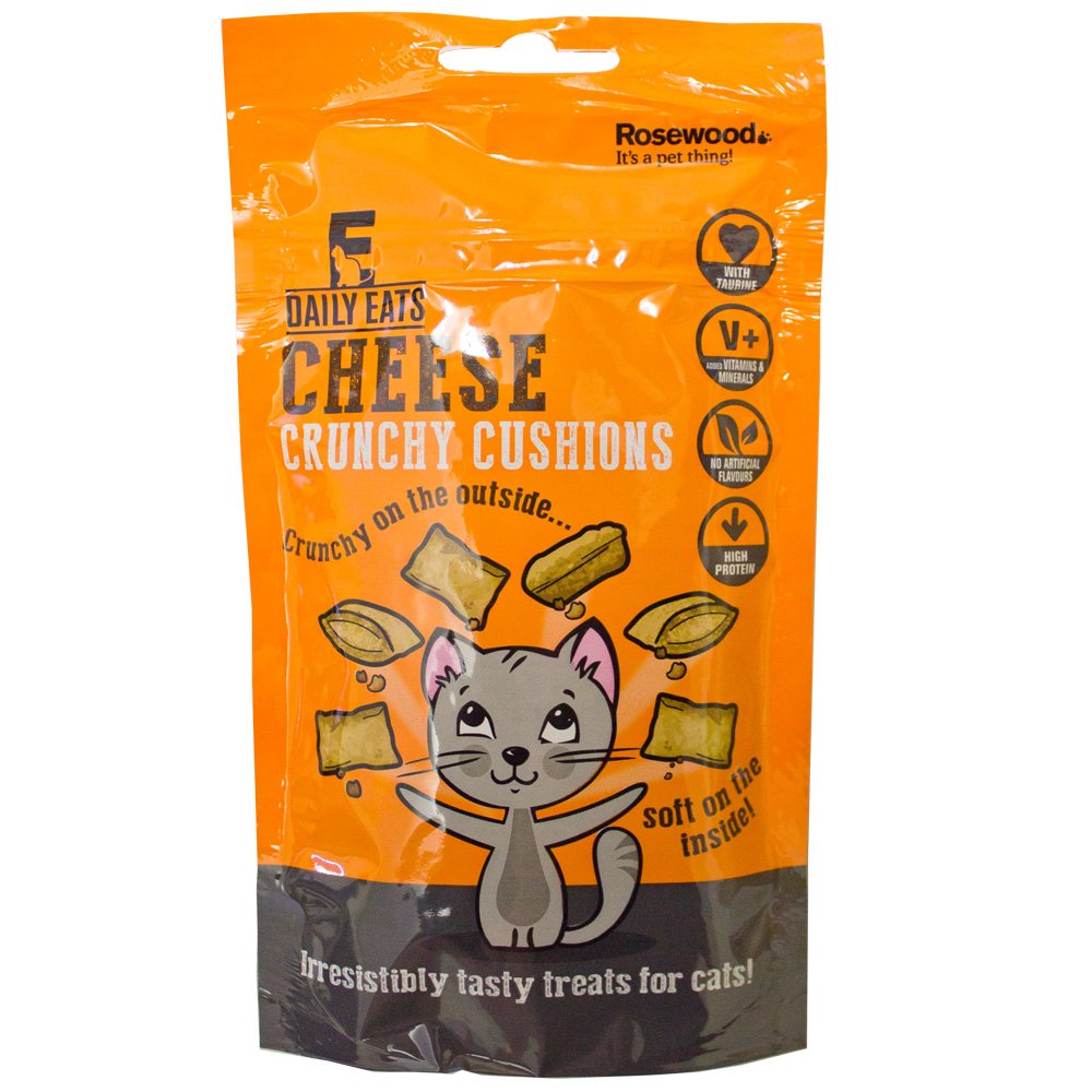 Rosewood 90135 Daily Eats Crunchy Cushions Cheese Cat Treats 1x12