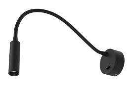 Cygnet 2W Wall Mounted Adjustable Neck LED Reading Light Carbon Black 3000K