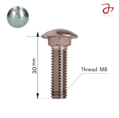 DIN 603 Coach Bolt M8x30 Steel Zinc-Plated 4.6