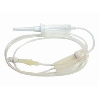 Baxter Healthcare intravenous solution administration set has a drip chamber and 15 disc filter.