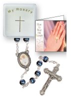 Glass AB Rosary/Black/caps/Pope Francis   (6145/BK)