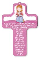 Wood Cross 7 1/4 inch/Praying Girl   (12486)