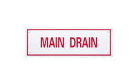 Main Drain Sign, 6" (W) x 2" (H), Aluminum