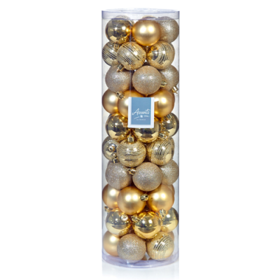 Champagne Gold Glitter Balls 60mm - 50pc 