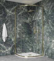 FLAIR ETO SINGLE CENTRE OPEN QUADRANT 900MM BRUSHED BRASS WITH CLEAR GLASS