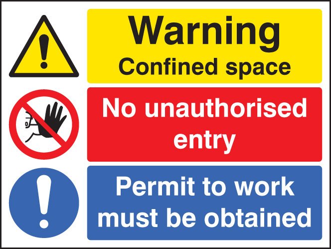 Warning confined space no entry permit to work   Size: K (400x30