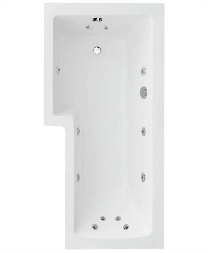 L SHAPE 1700X850MM LH SINGLE ENDED 12 JET WHIRLPOOL BATH & PANEL