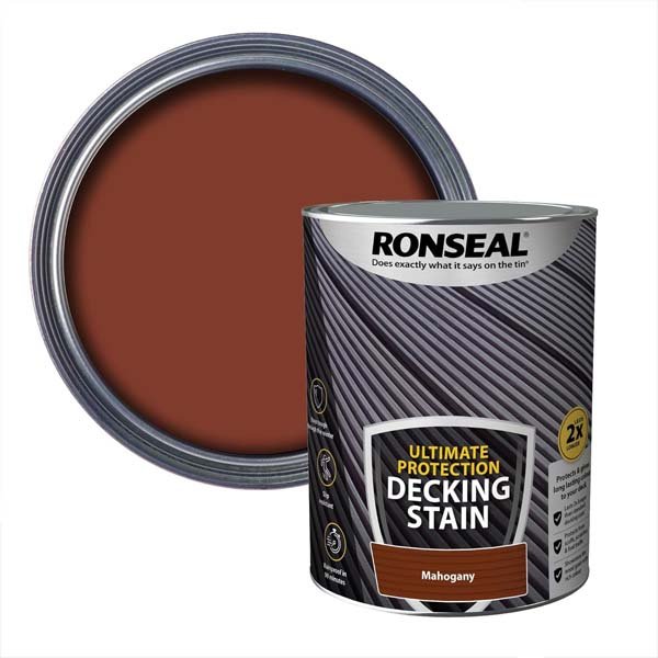 Ronseal Ultimate Protection Deck Stain Mahogany 5L & Swatch