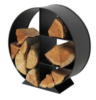 MANSION BLACK CONTEMPORARY ROUND LOG HOLDER