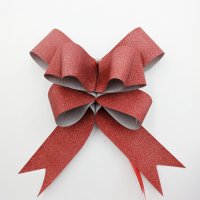 32MM GLITTER PULL BOW RED 16LOOPS (50)