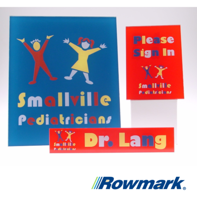 Colourful pediatric signage made from Rowmark ColorCast Acrylics for Smallville Pediatricians office