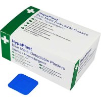 HYPAPLAST BLUE METAL DETECTABLE PLASTERS 3.8 X 3.8CM BOX 100