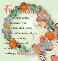 Glass Bracelet/Friendship/With Motif/On card   (64591)