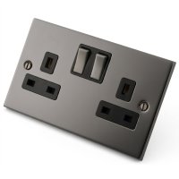 Black Nickel 2 Gang 13 Amp Switched Socket
