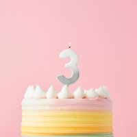 Silver Ombre Number '3' Candle