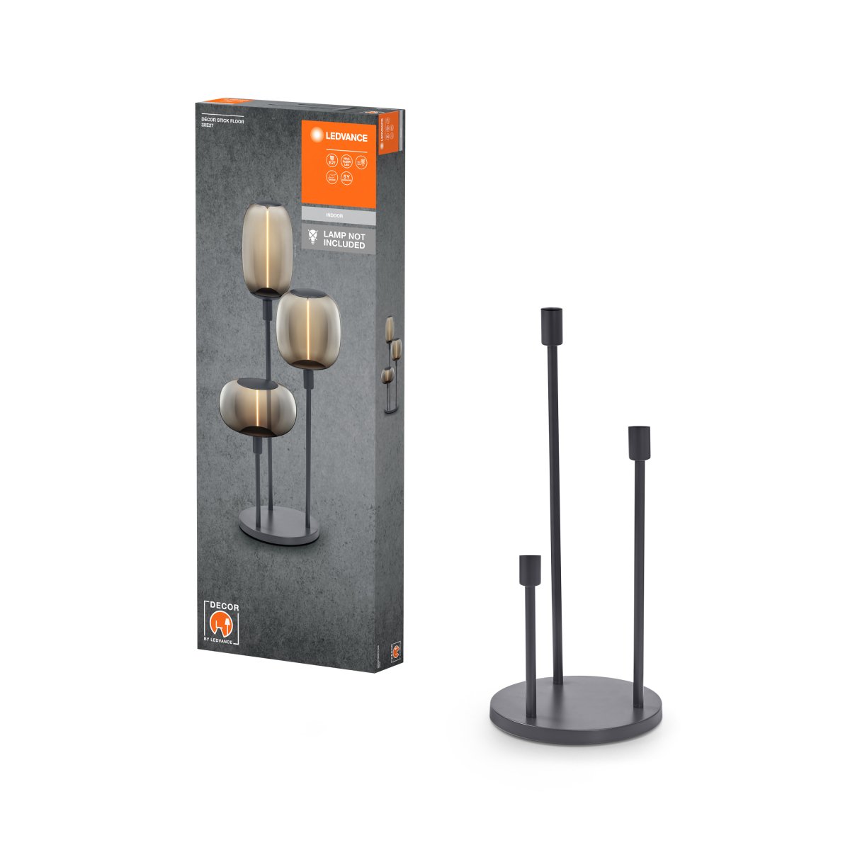 Ledvance Décor Stick Floor 3XE27 Dark Grey