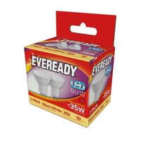 S15289 EVEREADY LED GU10 35W W/WHITE BULB PK2 X 6