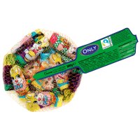 Fairtrade foiled milk choc bunnies with milk cream in net - 24x84g