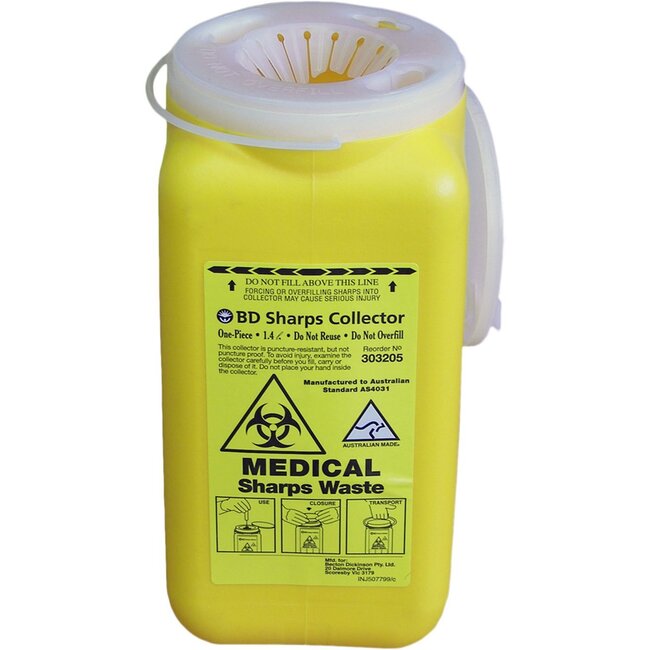 Medical Waste Sharps Container 1.4 Litre Cleanline Tasman