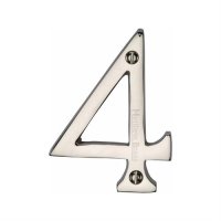 C1560-4-PNF - Heritage Brass Numeral 4 Face Fix 76mm (3") Polished Nickel Finish